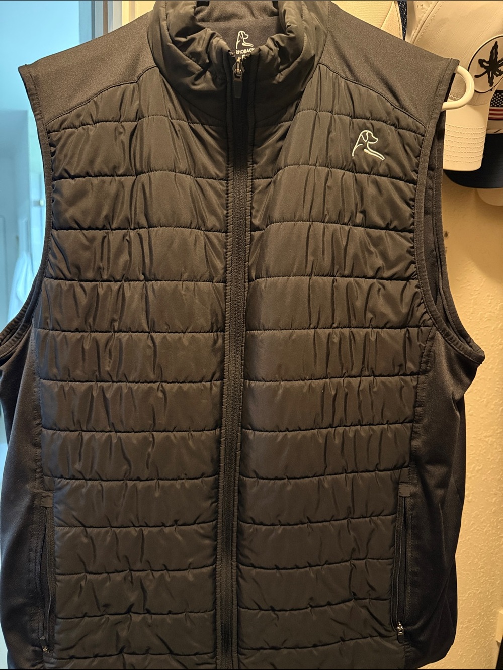Rhoback Black Quilted Sleeveless Puffer Vest size large